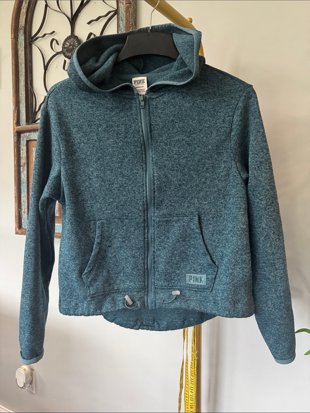 PINK Victoria's Secret Teal Hooded Zip-Up Sweatshirt